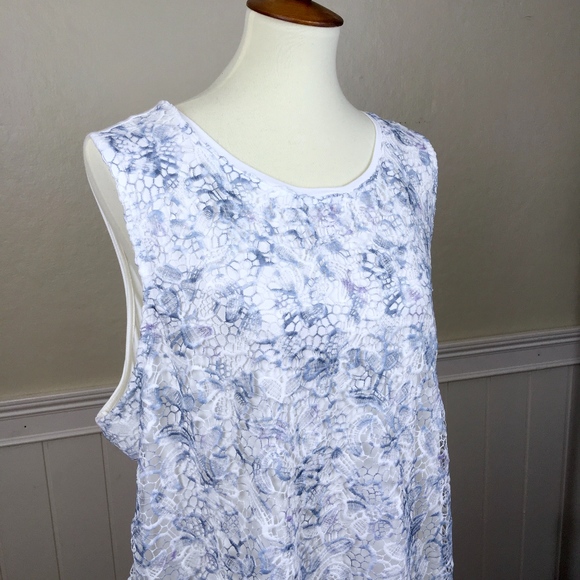 CJ Banks Tops - NEW CJ Banks White Blue Crochet Lace Tank Size 2X